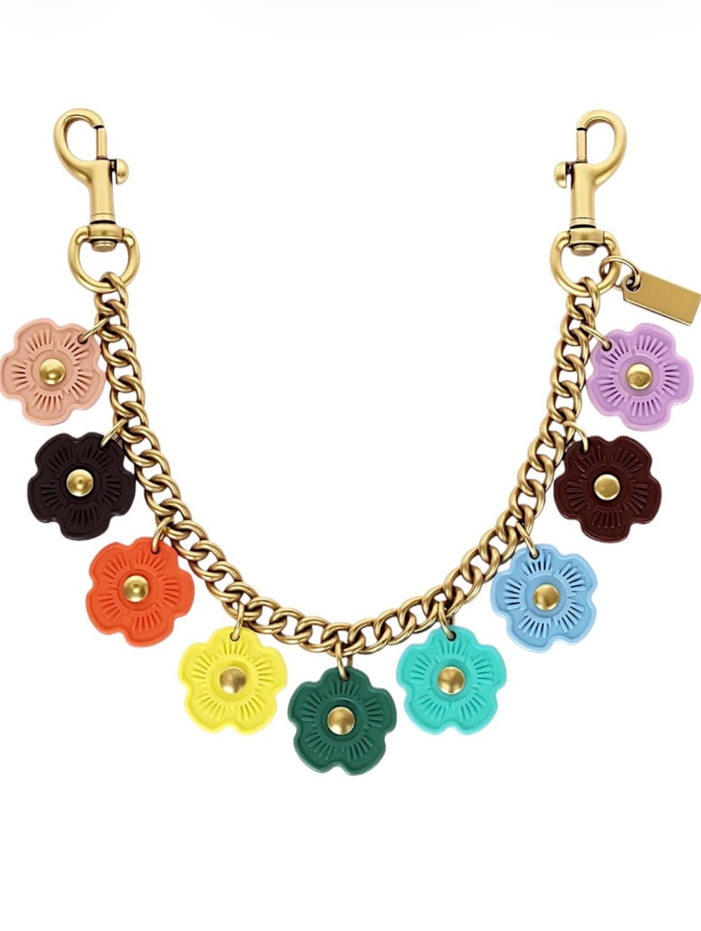 Colorful Flower Charm Gold Chain Bag and Clothing Accessory Strap